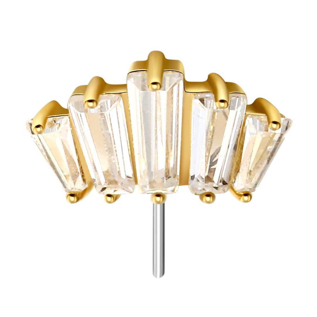 Eternal Metal 14k Solid Gold 5 Baguette Cz Design Nipple Ring Threadless End Earrings Body Piercing Jewelry 1