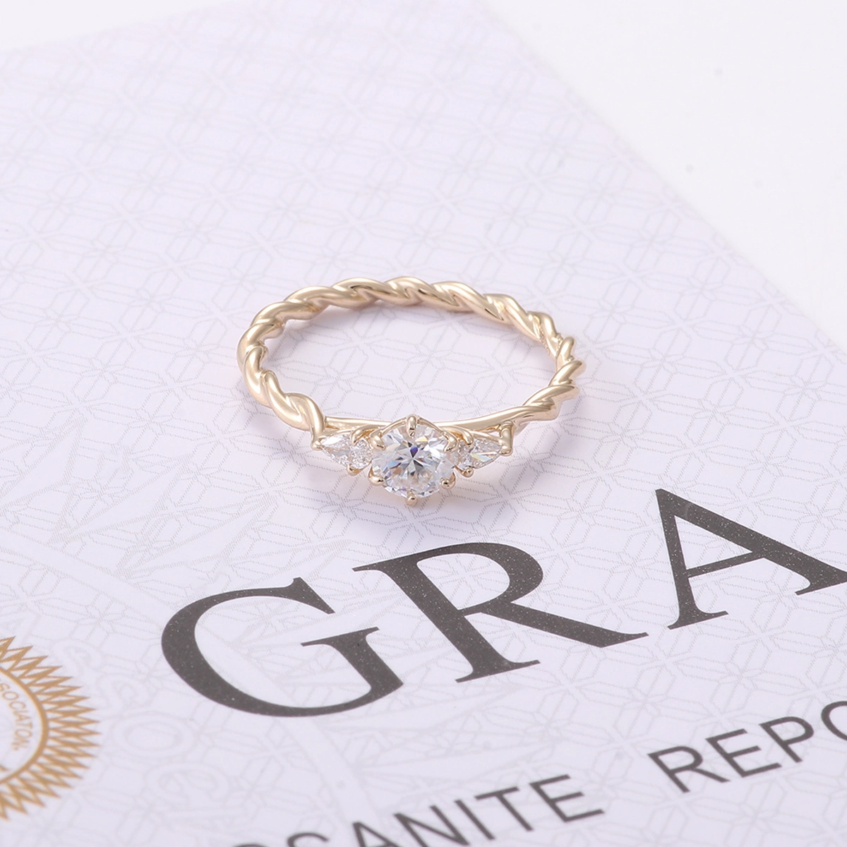 Yellow Gold Moissanite 18k 14k 10k Diamond Rings Solid Gold Round Brilliant Cut Engagement Ring For Women Men With Gra Certified 1