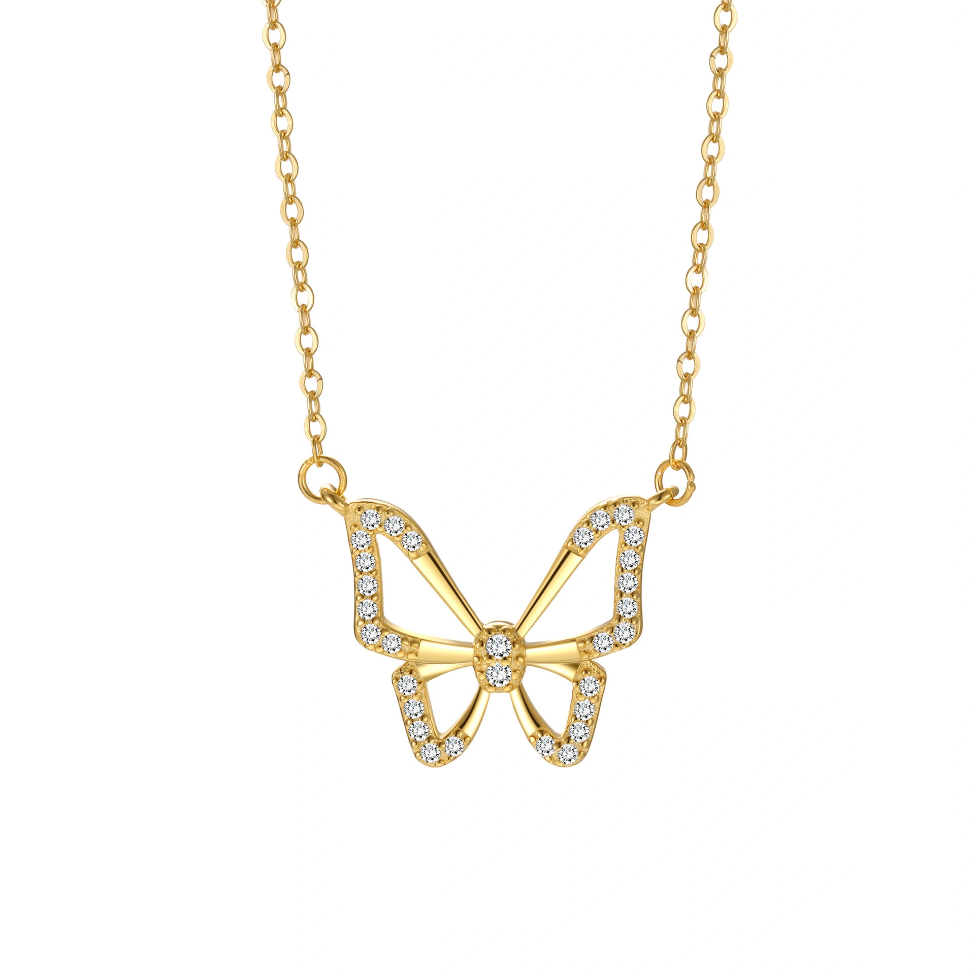 Wholesale Of New Diamond Inlaid Butterfly Pendant Necklaces Elegant Women's Collarbone Chain Jewelry 1