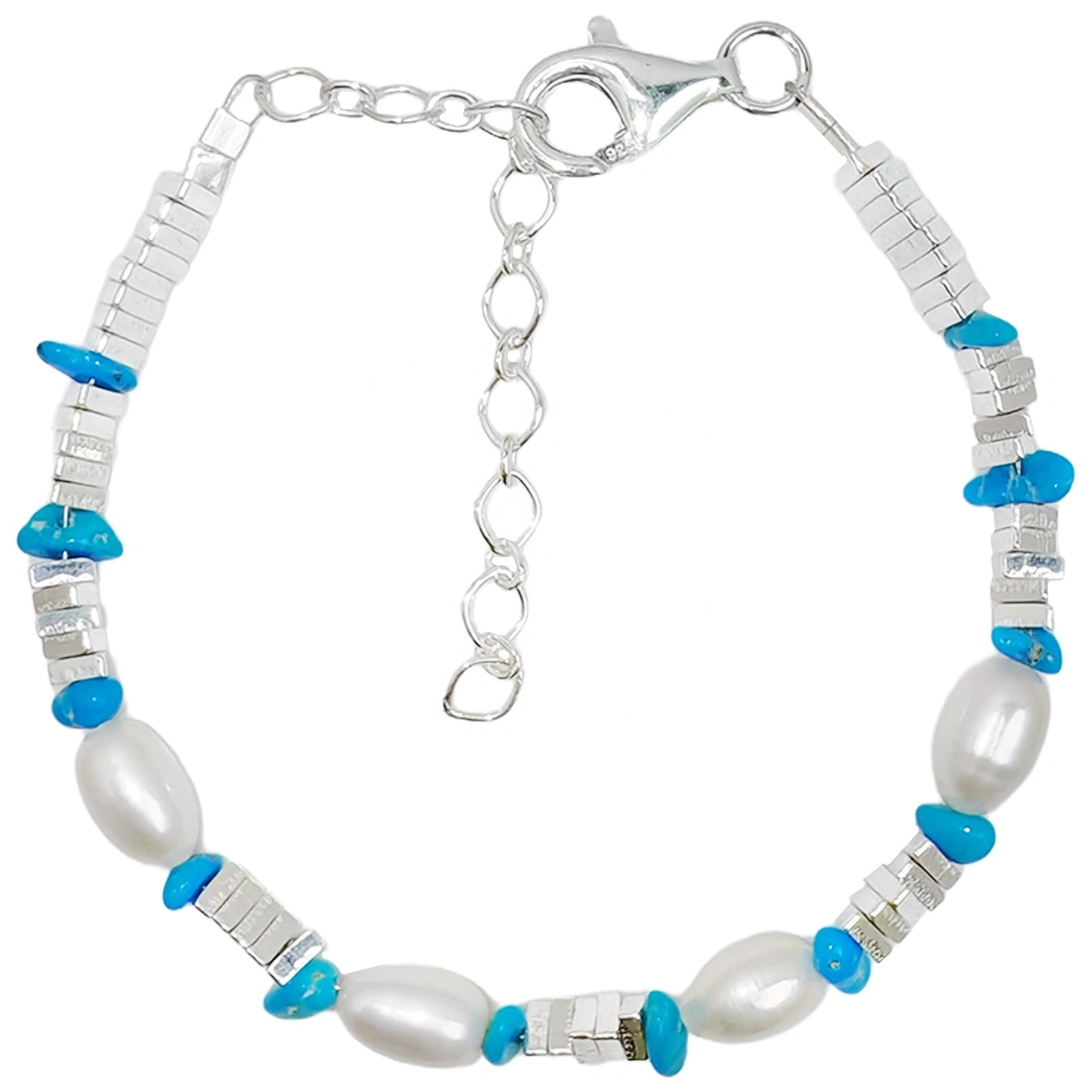 Triangle Silver S925 Silver Bracelet Pearl Bracelet Natural Turquoise High Quality Pearl Luxury Style Hot Selling Popular Style 1