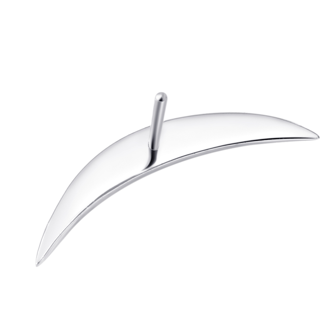Eternal Metal 14k Solid White Gold Plain Crescent Moon Nose<000000>earring Piercing Labret Jewelry Threadless Push In Ends Tops 7