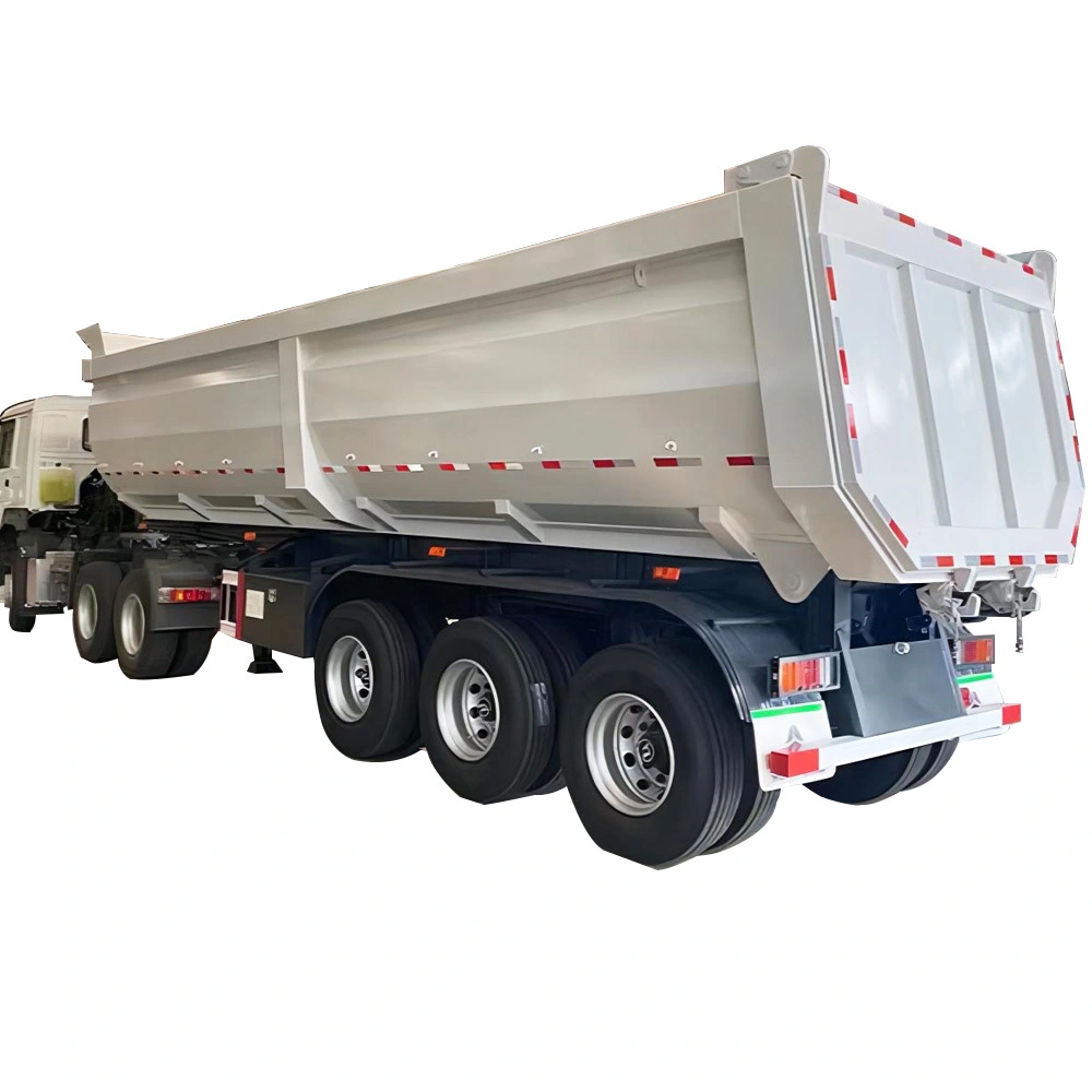 Semi-remorque à décharge arrière en forme de U à 4 essieux robustes 100 tonnes (35/40 CBM) 1