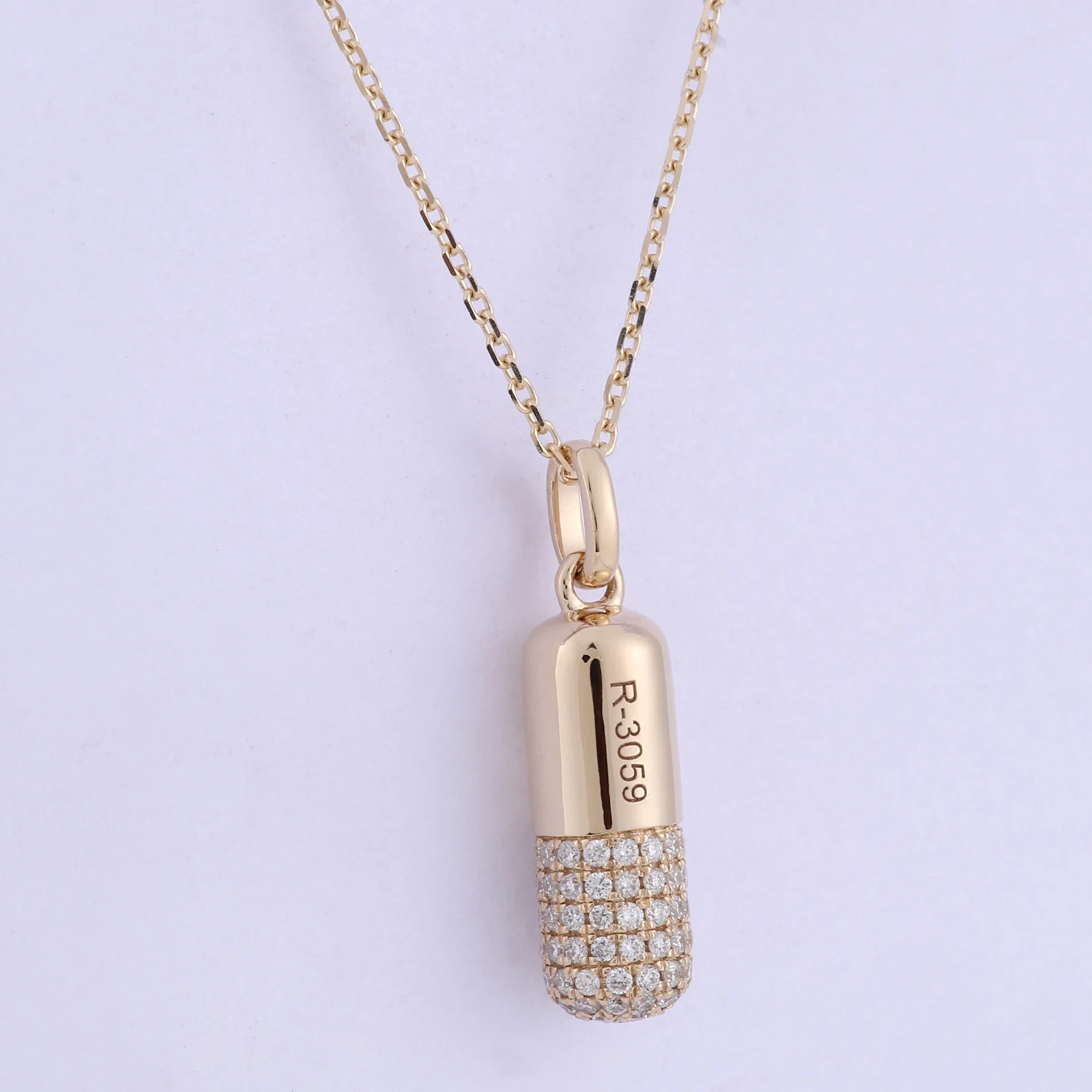 Lab-grown Diamonds Medical Alert Pill Necklace Solid Pill Capsule Pendant Necklace Medicine Keepsake Lab Made Diamond Jewelry 1