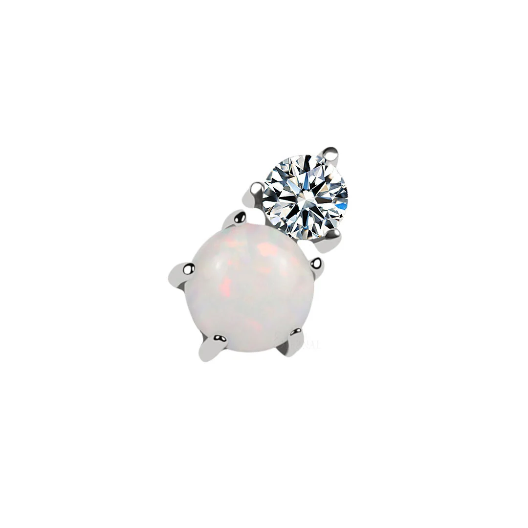 Eternal Metal Astm F136 Titanium Opal Stone And Cz Internally Threaded Top Piercing Jewelry 1