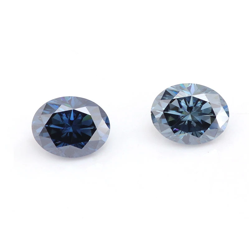 Provence Gem New Color 2ct ovale bleu foncé gris gris gris diamant lâche sur les bagues de fiançailles 1