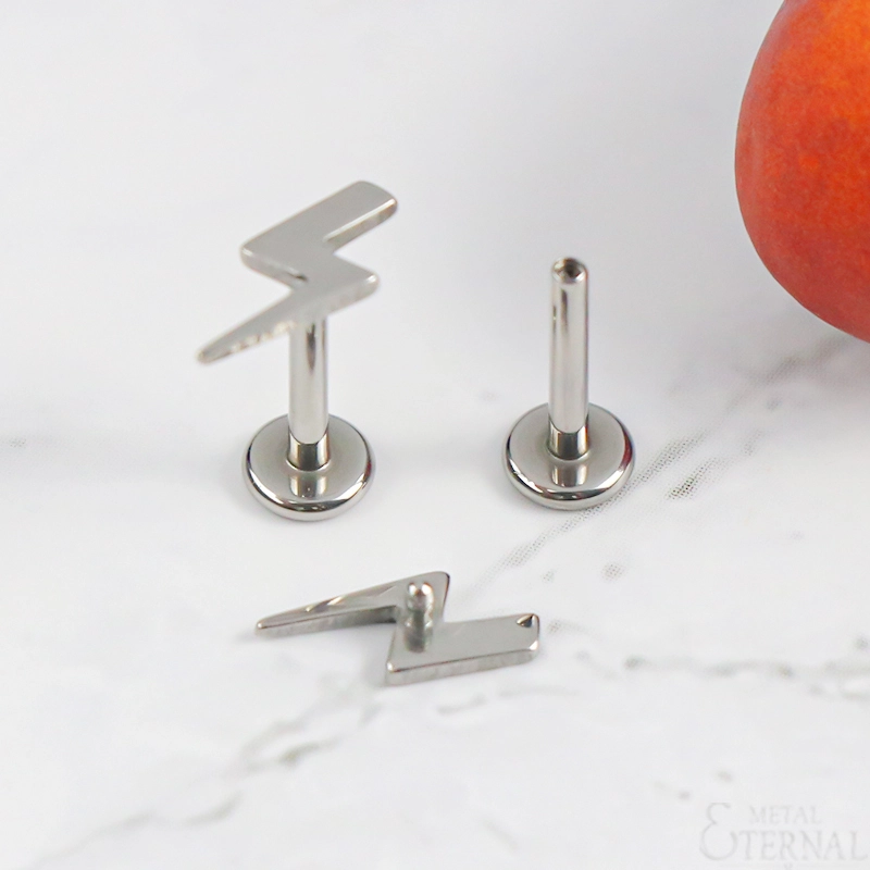 Eternal Metal Astm F136 Titanium Threaded Lightning Bolt Top Labret Studs Piercing Jewelry 1