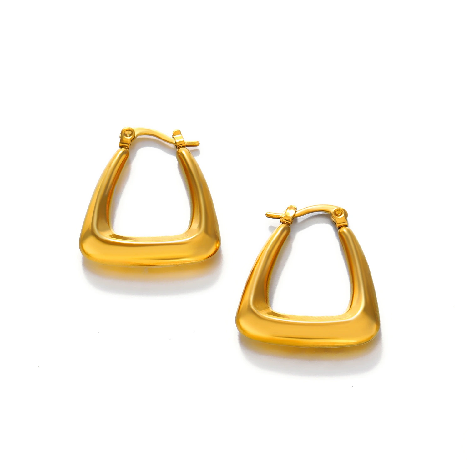 Wholesale Minimalist Stainless Steel Geometric Square Earrings Hip Hop Colorless Hoop Earrings For Women 1