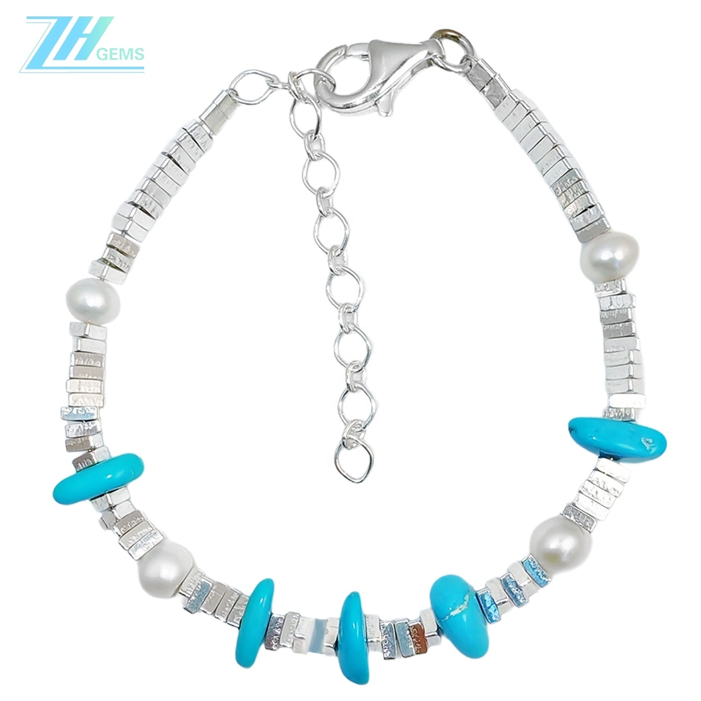 Pearl S925 Silver Bracelet Goddess Bracelet Natural Turquoise Baroque Pearl Luxury Style Hot Sale 1