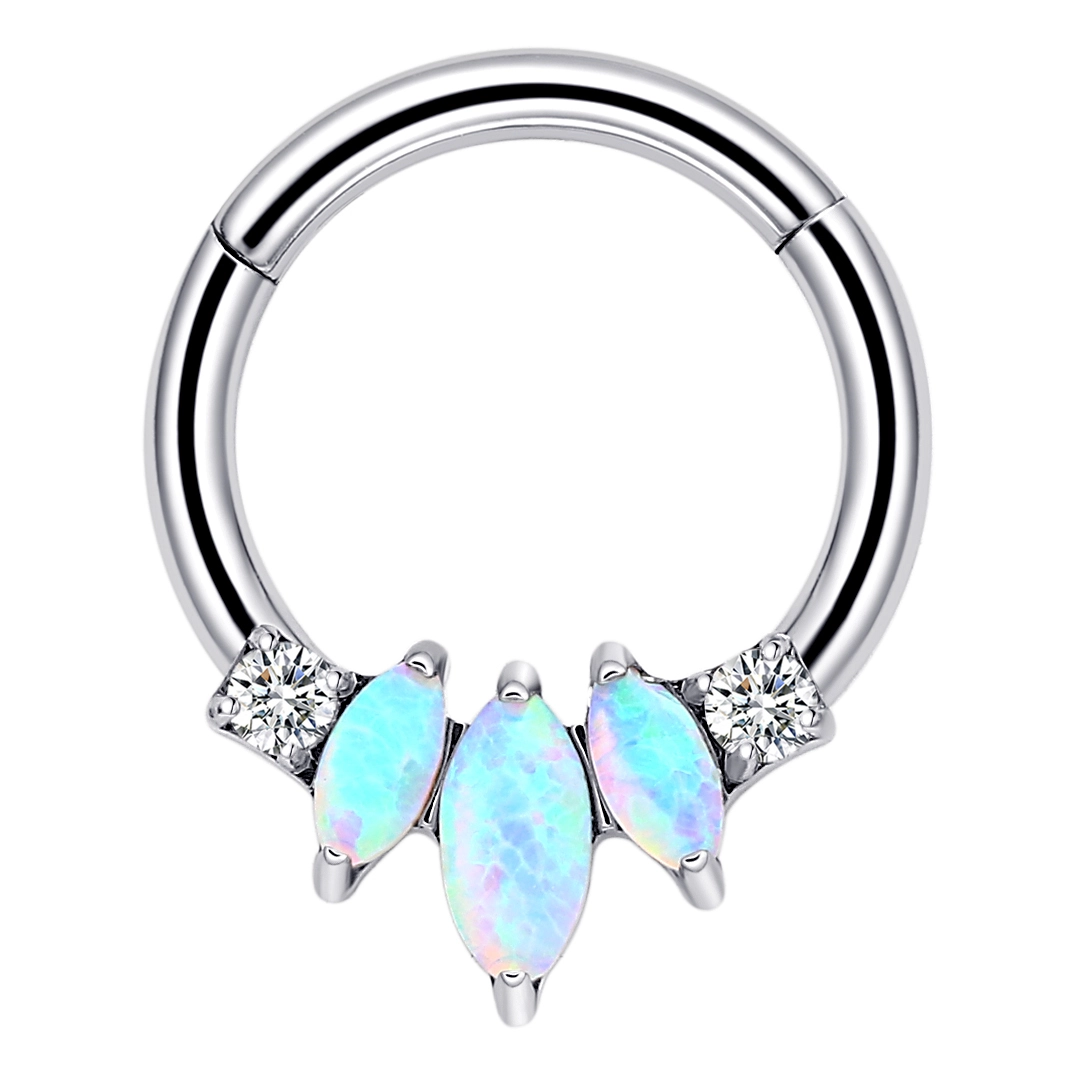 Eternal Metal Astm F136 Titanium Body Jewelry Claw Setting Cubic Zircon And Opal Nose Earring Piercing Clicker Weddings 1