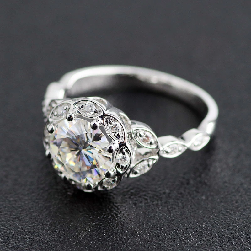 Pure 585 White Gold EF incolore 7,5 mm Moissanite Diamond Ring Femme Gift Birthday 1
