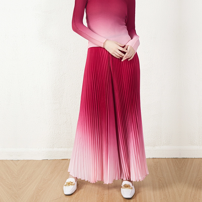 Meilleurs fabricants de pantalons plissés pour les marques Miyake Pantalons plissés grande taille pour femmes Pantalons plissés dégradés imprimés d&39;été Pantalons amples pour femmes &lt;000000&gt; Pantalons 1