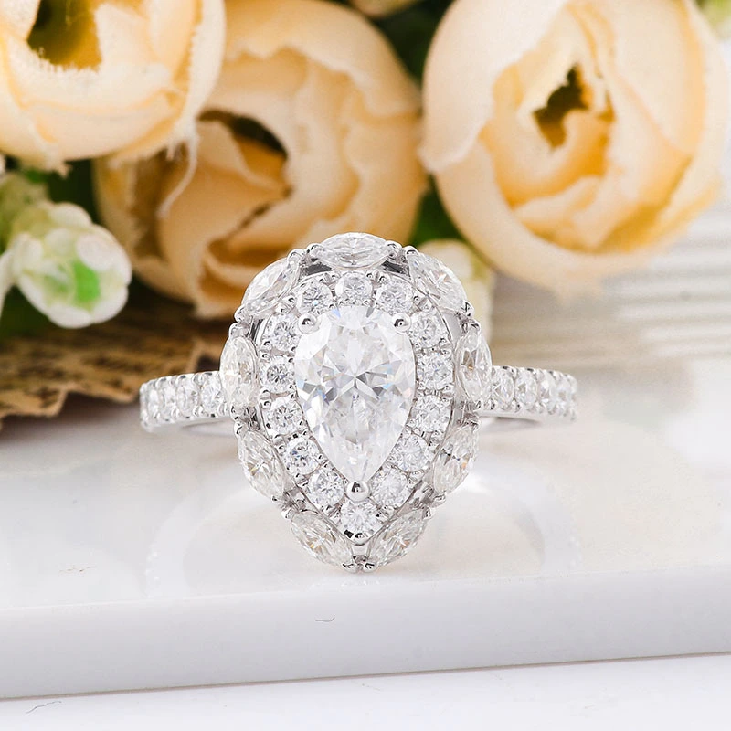 Provence Custom Fine Schmuck 10k Weißgold 2 Karat Moissanit Diamond Ring Engagement Rings Frauenschmuck Vintage Vintage 1