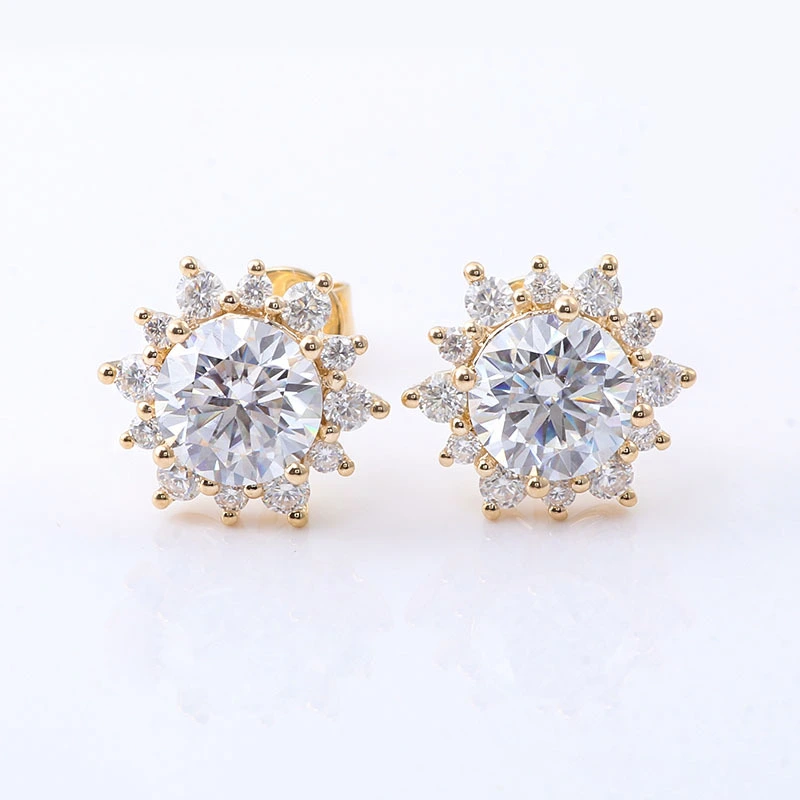 Earings Jewelry Women Vvs Moissanite Diamond Earring 10k 14k 18k Yellow Solid Gold Jewelry For Women Moissanite Stud Earrings 1