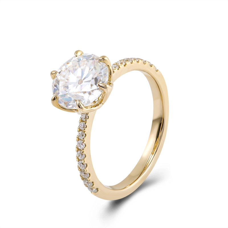 Luxury 18k Yellow Gold 6 Prongs Custom 3.5ct Igi G Vs1 Round Lab Grown Diamond Ring Women 18k Gold Jewelry Ring 1