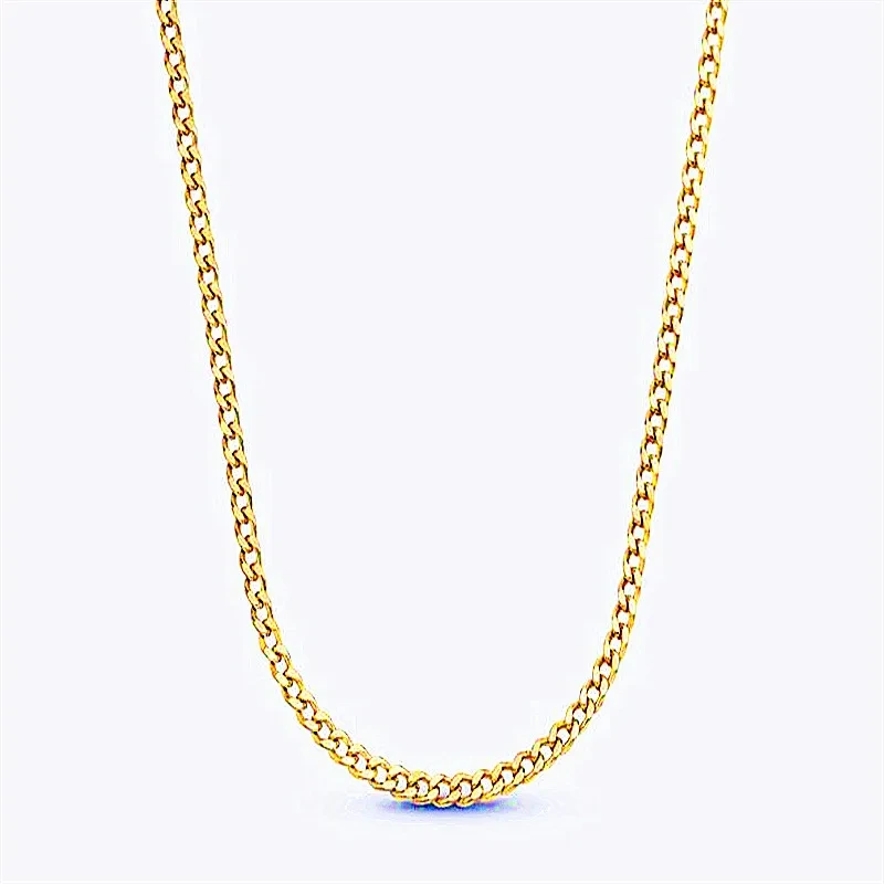 Cuban Necklace Cuban Link Chain 14k Gold Chain Choker Miami Cuban Necklace Curb Chain Necklace Solid Women 3mm Trendy Provence 1