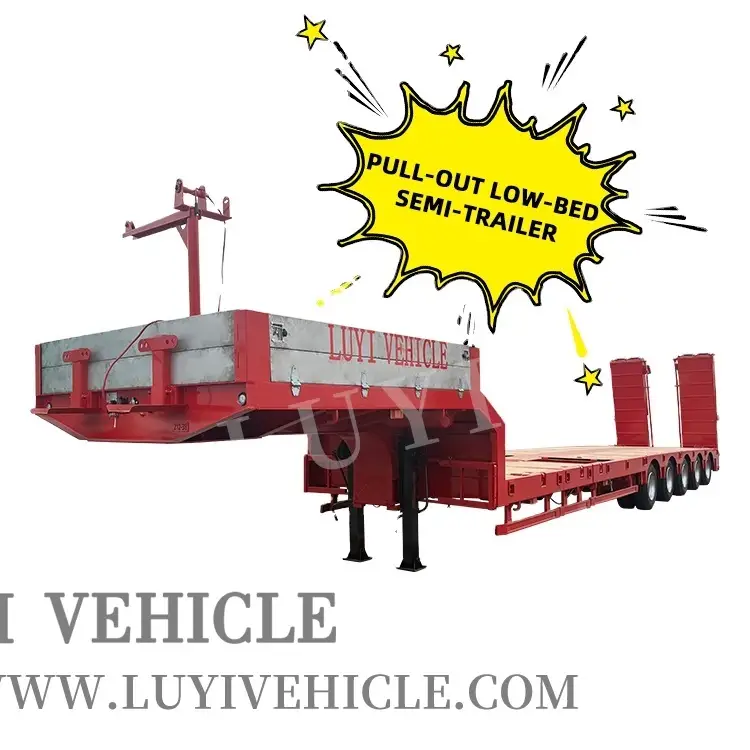 5axle hydraulique extensible à col de cygne semi-remorque à basse 1