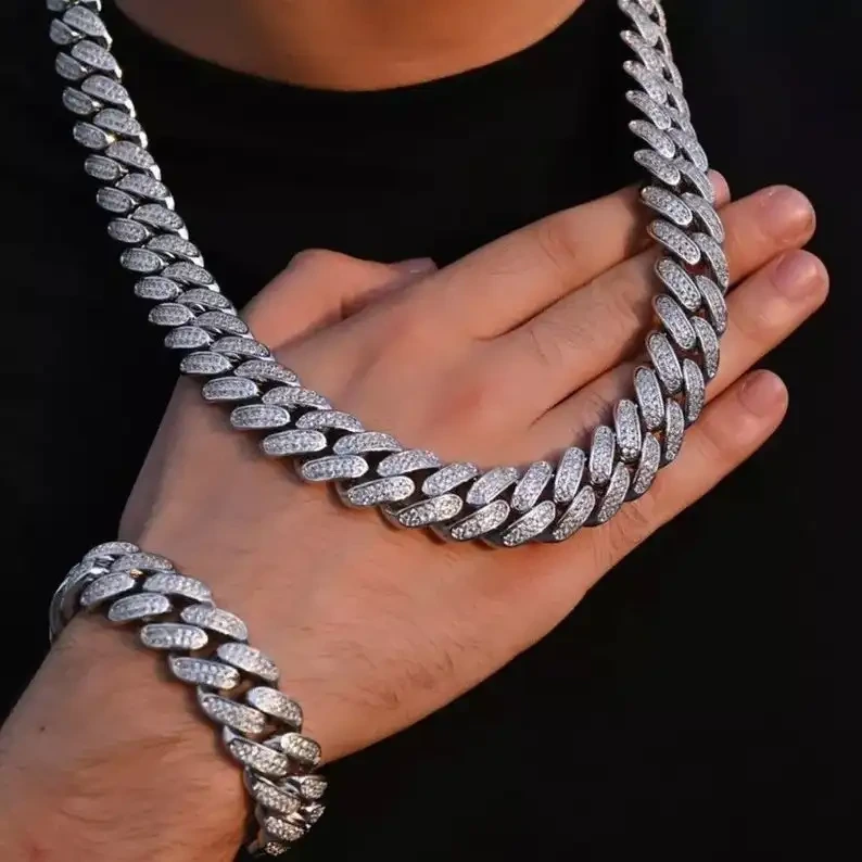 Gold/silver/diamond Cuban Chain Necklace For Men/women Miami Blinged Iced Platinum Hip Hop Chain 1