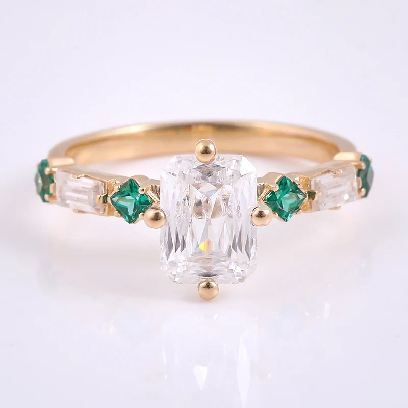 Gra Certified Diamond Moissanite Ring 10k 14k 18k Real Solid Gold Emerald Cut For Women Engagement Fine Jewelry Ring 1