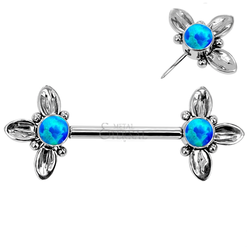 Eternal Metal Astm F136 Titanium Threadless Petal Opal Nipple Barbells Piercing Jewelry 1