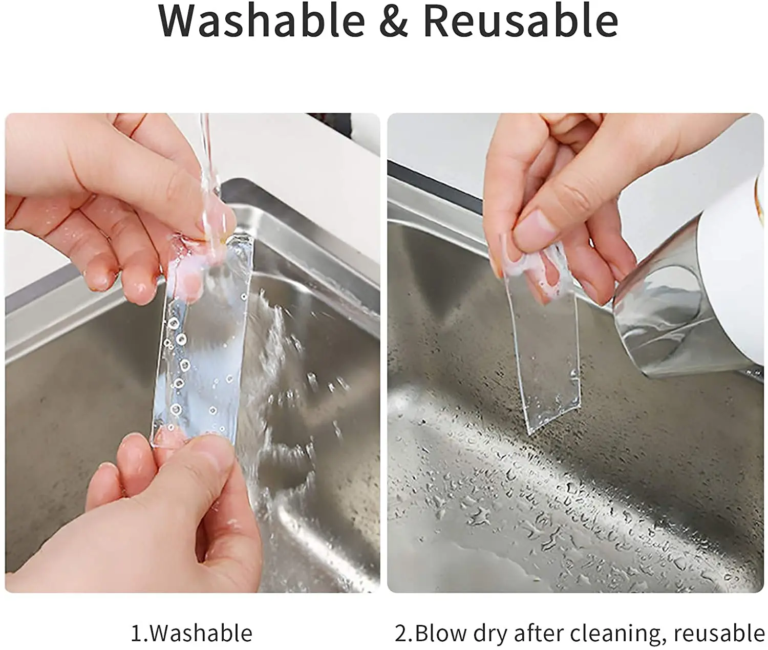 Transparente doppelseitige Nano -Klebebandwaschable & wiederverwendbar 4