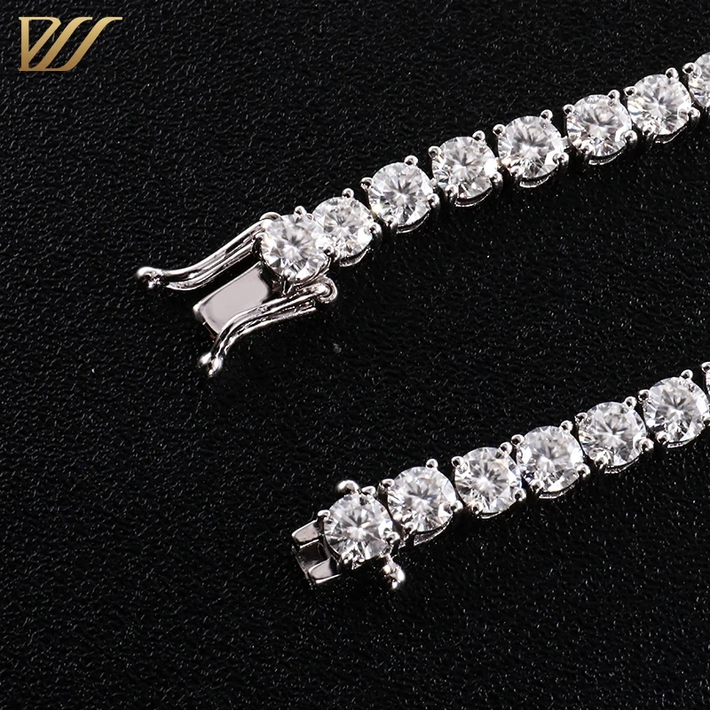 Provence Sterling 10k Joyas de oro blanca MOISSANITE Diamante Cabeza de tenis Collar 1