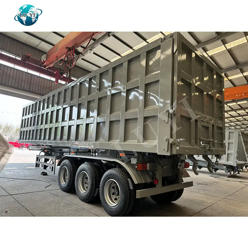 3-осевая стальная задняя складная прицепа Tipper Tipper 60T Строительные материалы полезной нагрузки 1