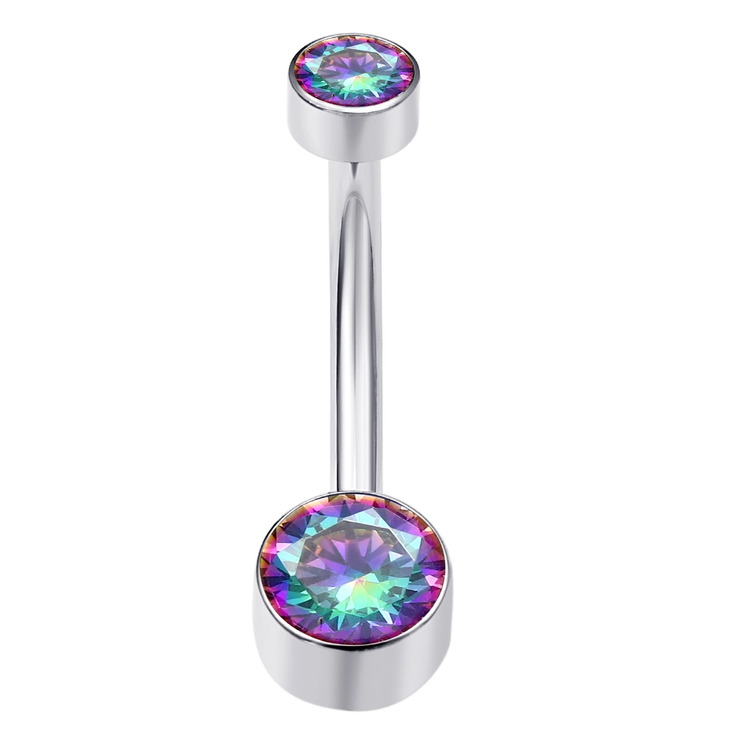 Eternal Mental F136 Titanium Double Zirconia Belly Button Rings 14g 16g Sexy Navel Ring Titanium Plated Body Piercing Jewelry 1