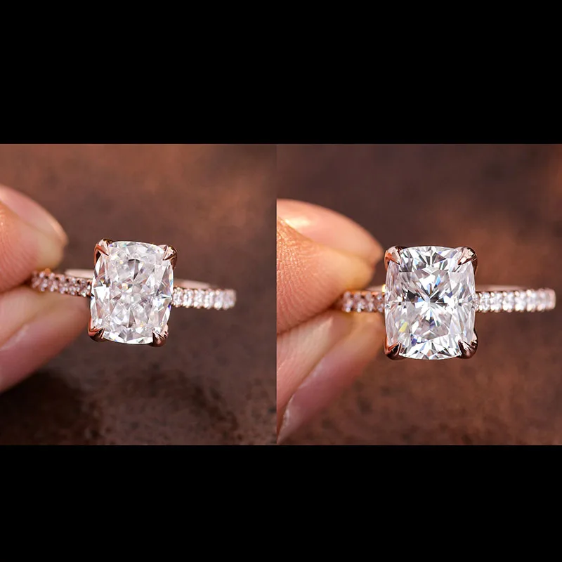 D Vvs Ring 18k Gold Wedding Ring Custom 2ct Cushion Brilliant Cut <000000> Ice Cut Engagement Moissanite Diamond Fine Jewelry Rings 12