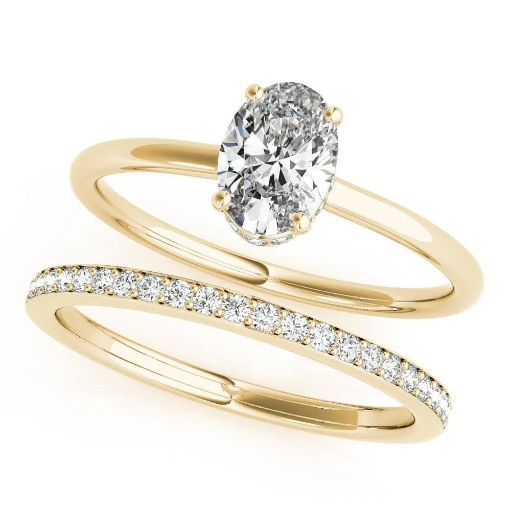 0.5ct 1.0ct 1.5ct 2.0ct Oval Cut Diamond Rings With Hidden Halo 14k Gold D-vs1 Lab Grown Diamond Solitaire Ring For Women 1