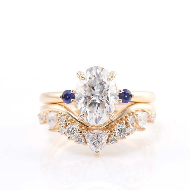 Anneau de correspondance unique pour les femmes empilant le jeu de bague de fiançailles Moisanite 1