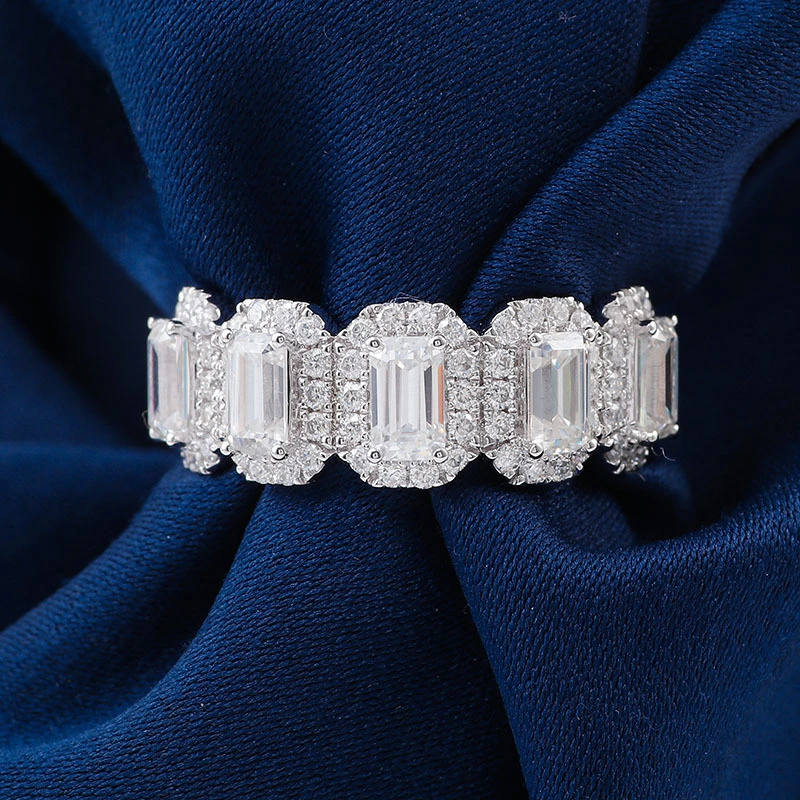 Bijoux personnalisés Emerald Cut Moissanite Ring Vente chaude 14k Ring Gold White Provence Gems Men Ring Band pour hommes 1