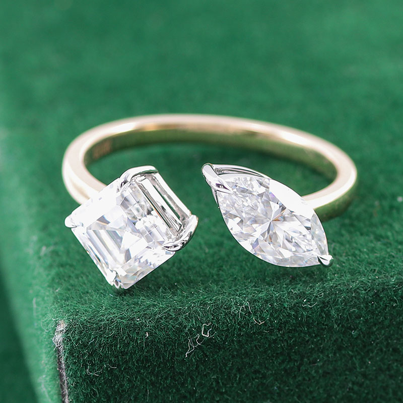 10 Karat Gelbgold Mode Großhandel Custom Moissanite Luxus Asscher <000000> Marquise Cut Verlobungsring für Dame Frauen Ringe 10