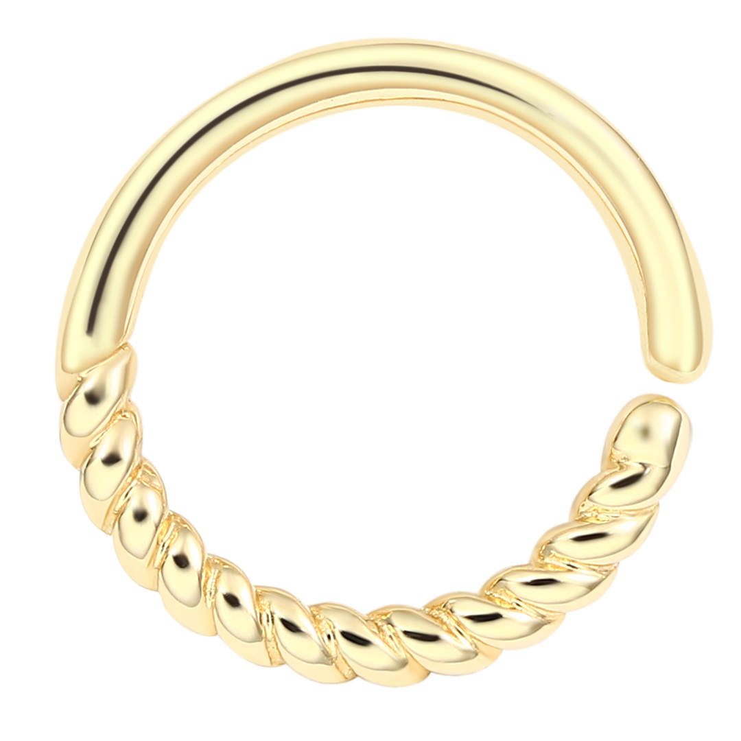 Eternal Metal 14k Solid Gold Twist Rope Ear<000000>nose Hoop Piercing Belly<000000>lip Seamless Ring Jewelry 5