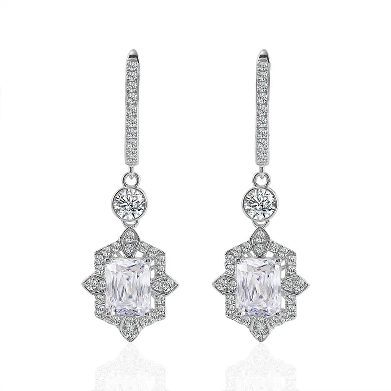 Fine Jewelry Moissanite Diamond Drop Cushion Cut Moissanite Earrings For Women 10k 14k 18k Gold Earrings With Gra Certified 1