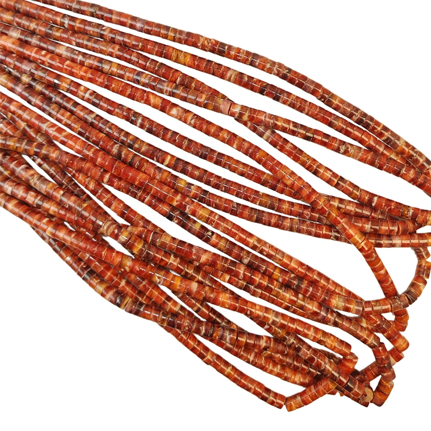 Natural Spiny Oyster Orange Heishi 4mmhandmade Jewelry Diy Beads Making Summer Holiday Gift Flat Back Faceted Precious Stone 1