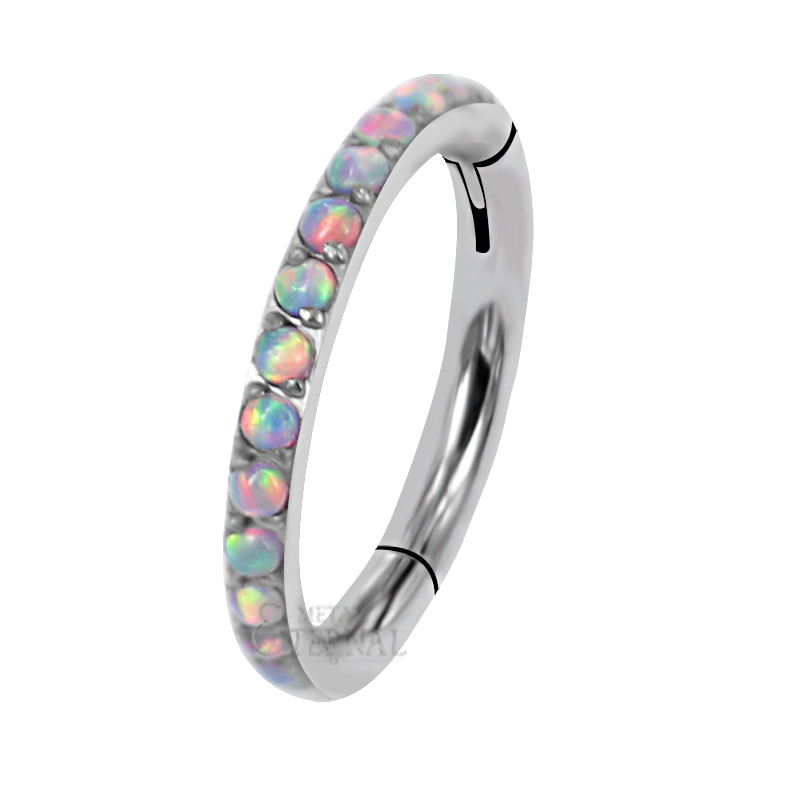 Front Side Synesthetic Opal Nose Piercing Hinged Segment Helix Body Piercing Ring Eternal Metal Astm F136 Titanium 16g Qingdao 1
