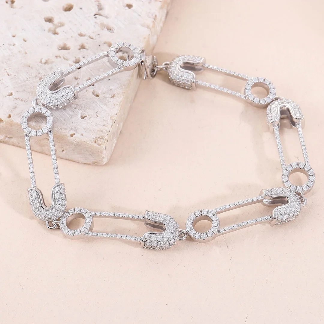 19cm White Gold Plated S925 Sterling Silver Vvs Moissanite Diamond Bracelets Iced Out Mossanite Jewelry For Men Women 1