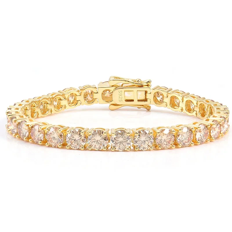 Trendy Moissanitschmuck 925 Sterling Silber Moissanit Diamond Armband Champagner Moissanit Tennisarmband für Männer Frauen 1