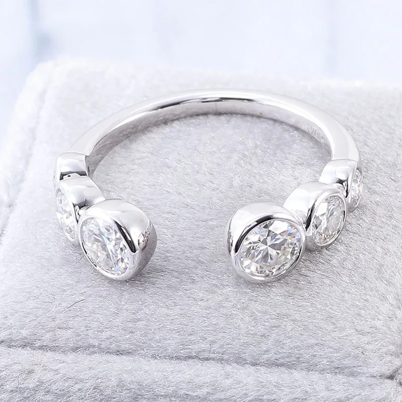Maßgeschneiderter Verlobungsring aus Gold 14 Karat Massivgold mit Labordiamant 5 mm/4 mm/3 m Def/vvs Edler Schmuck für Damen 1