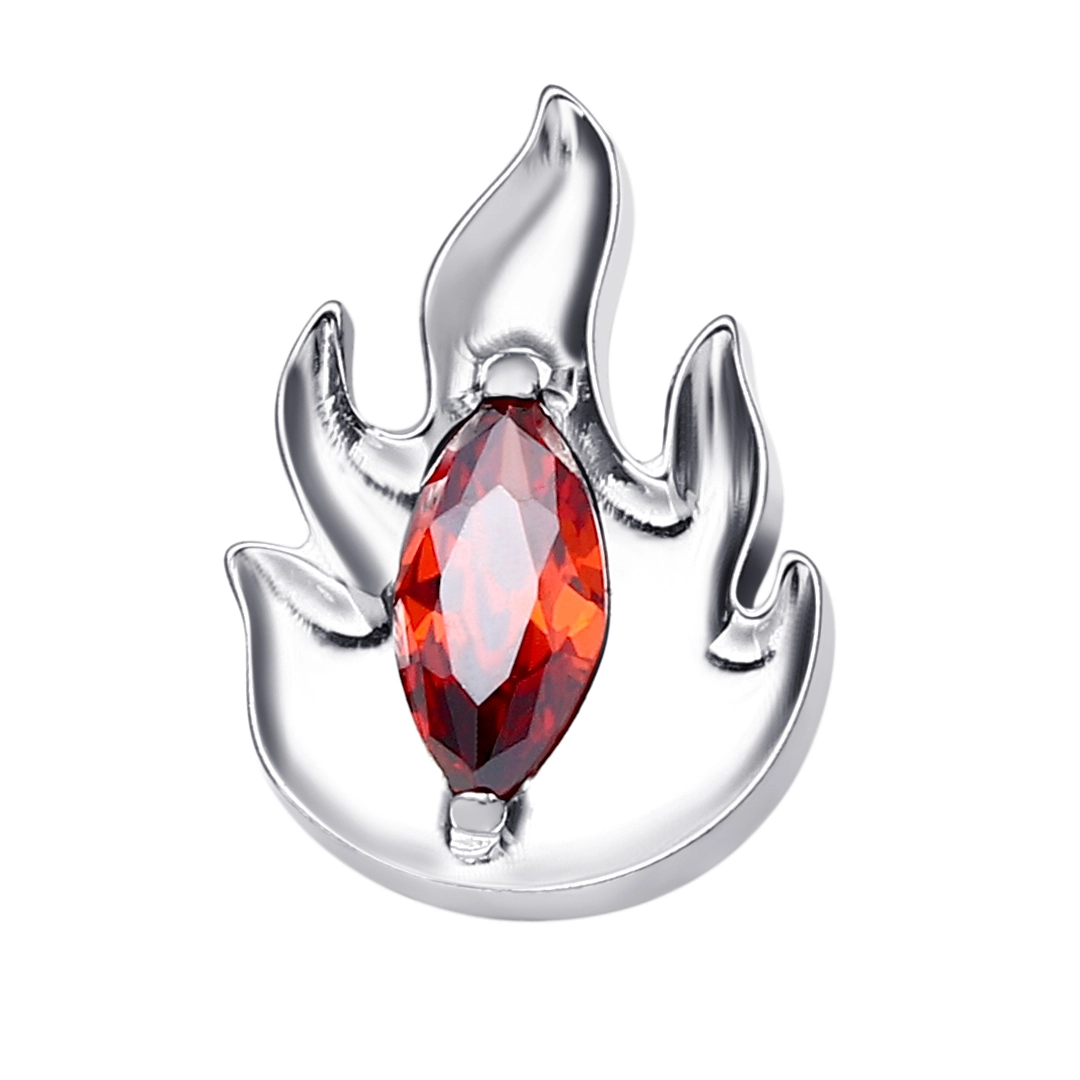 Eternal Metal Astm F136 Titanium Fire Shape Top With 5a Red Zircon Flat Lope Internally Threaded Labret Piercing Jewelry 1