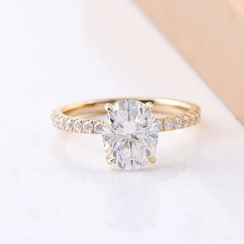 Bague de fiançailles en diamant moissanite taille brillant ovale 9 x 7 mm, style classique et populaire, bijoux Provence 1
