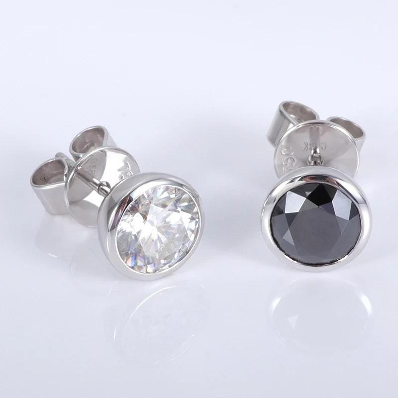Provence bijoux 4 mm 5 mm 6 mm noir blanc Moissanite 18k Boucles d'oreilles en or blanc 1