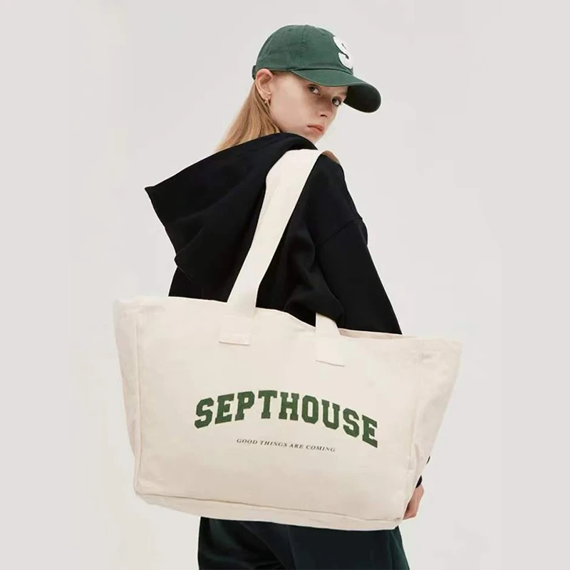 Amordeer Cotton Canvas Shopping Bag Custom Printed Logo Large Sturdy Bag Recyclable Sports Bag 1