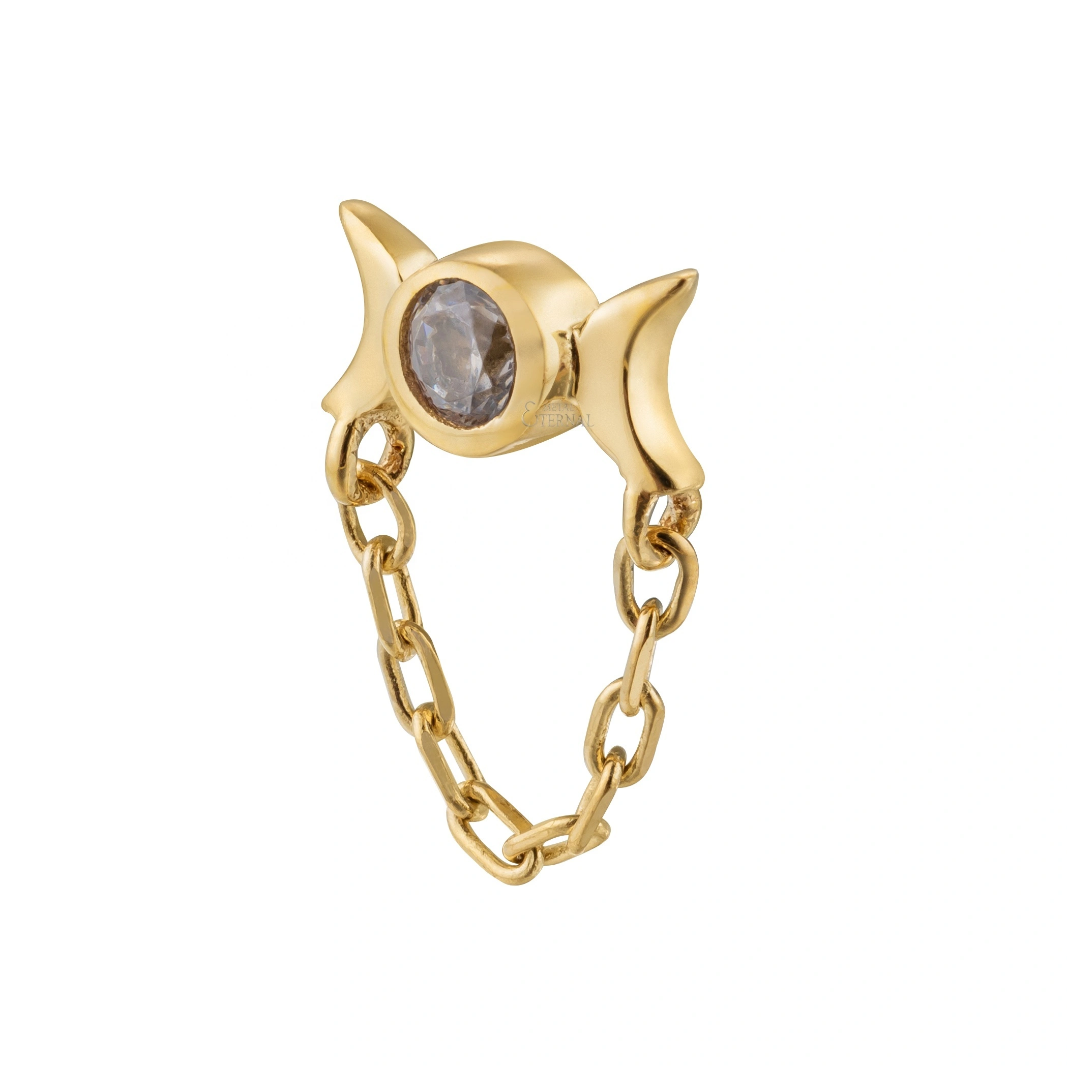 Eternal Metal 14k Solid Gold Chain Threadless Tops Piercing Jewelry 1