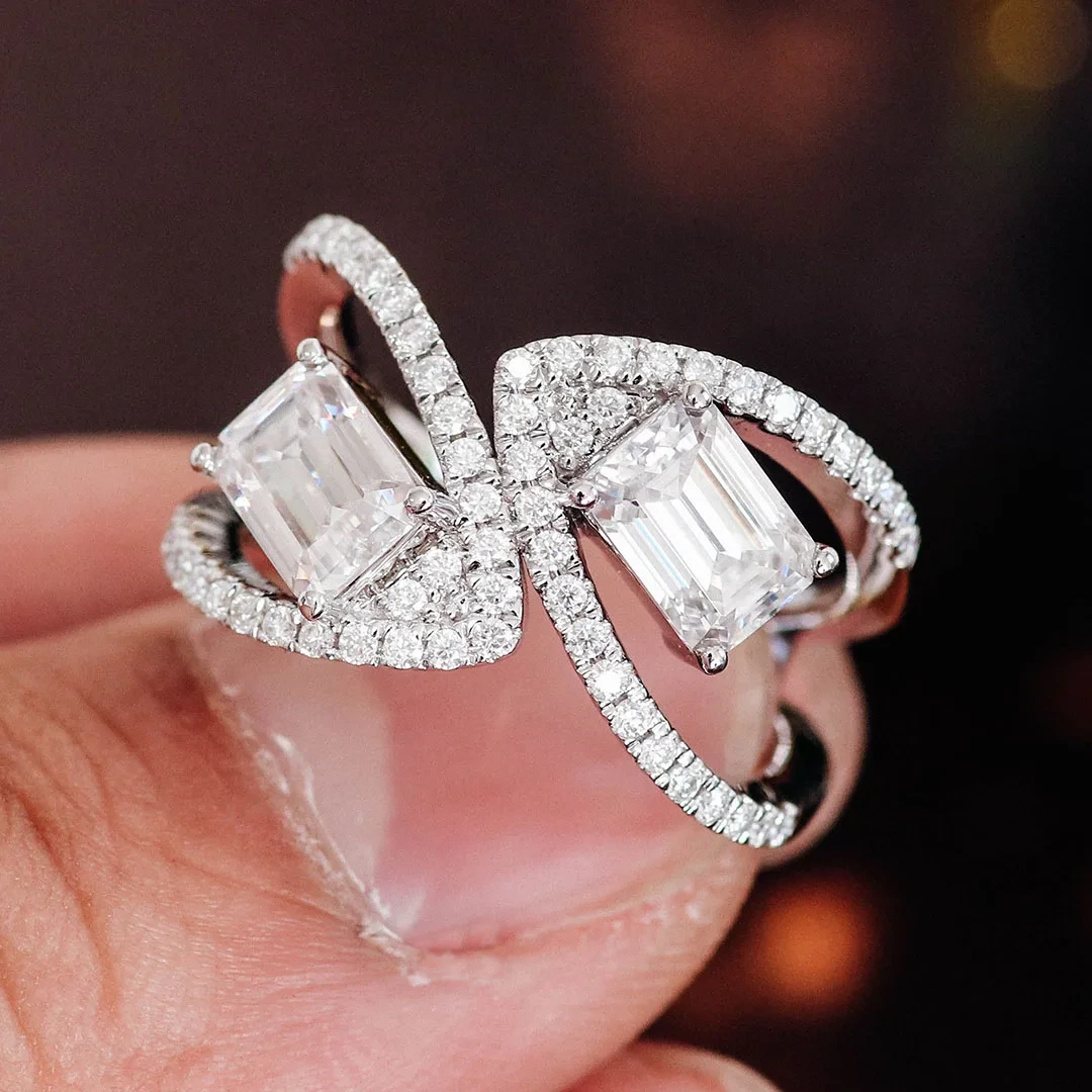 High Quality Fine Jewelry Engagement Wedding Rings 18k 14k 10k White Gold Vvs Def Moissanite Diamond Rings For Women Men 1