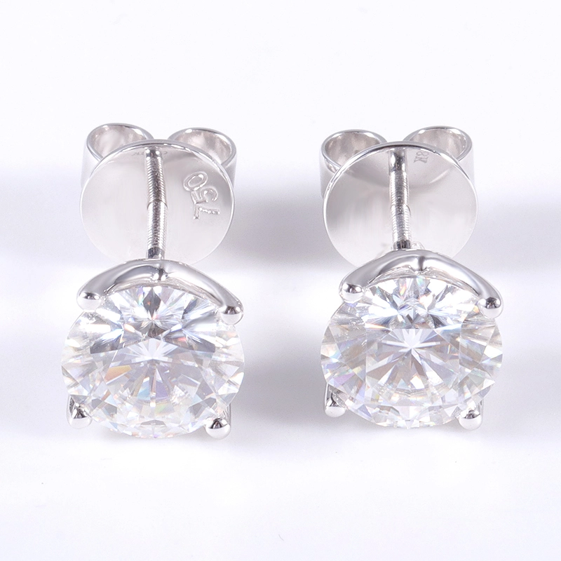 Provence bijoux 2ct blanc d couleur vvs Moisanite pierre 14k boucles d'oreilles en or rose pour femmes port 1