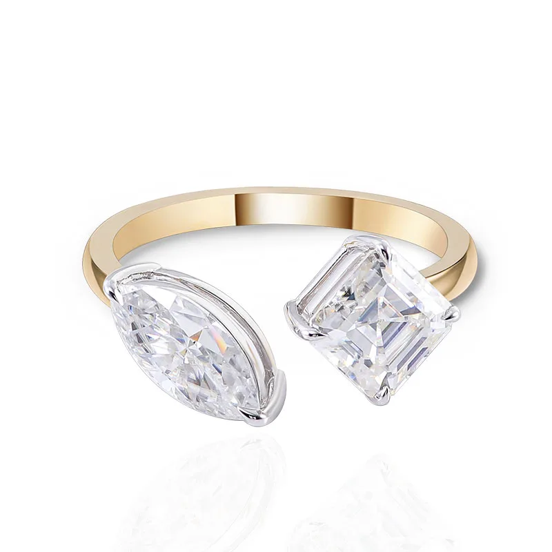 10 Karat Gelbgold Mode Großhandel Custom Moissanite Luxus Asscher <000000> Marquise Cut Verlobungsring für Dame Frauen Ringe 9