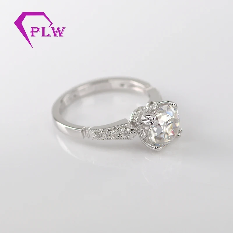 NOUVEAU plus récent réglage de broche antique 18K Gol solide 1,5ct 7,5 mm OEC Couponne Binette Moisanite White pour la mariée 1