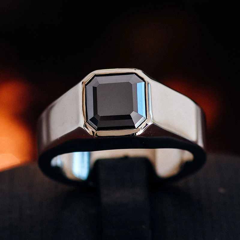 Man Ring 10k White Gold Ring Asscher Cut Moissanite Engagement Ring Fine Jewelry 1