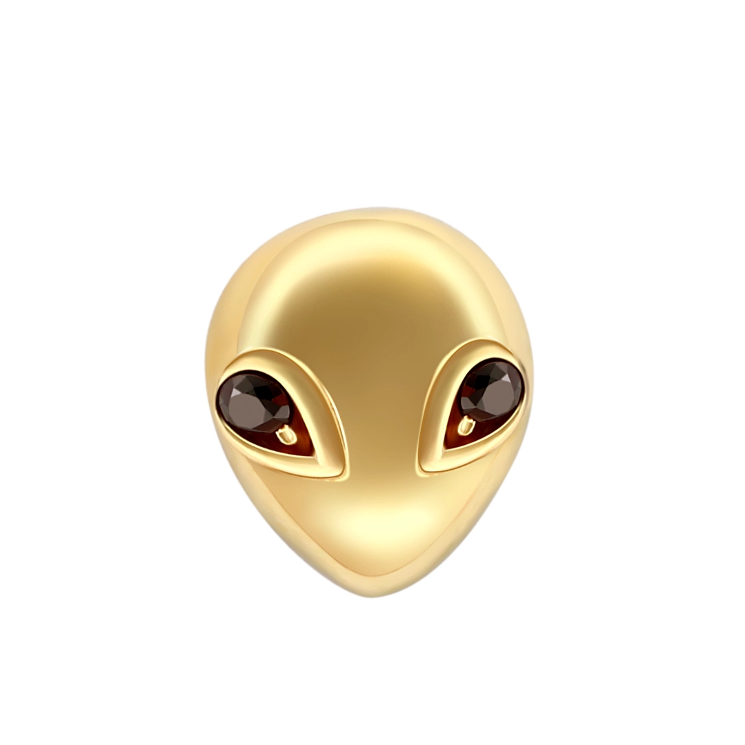 Eternal Metal 14k Gold Piercing Jewelry Alien Threadless End With Black Cz Eye 1
